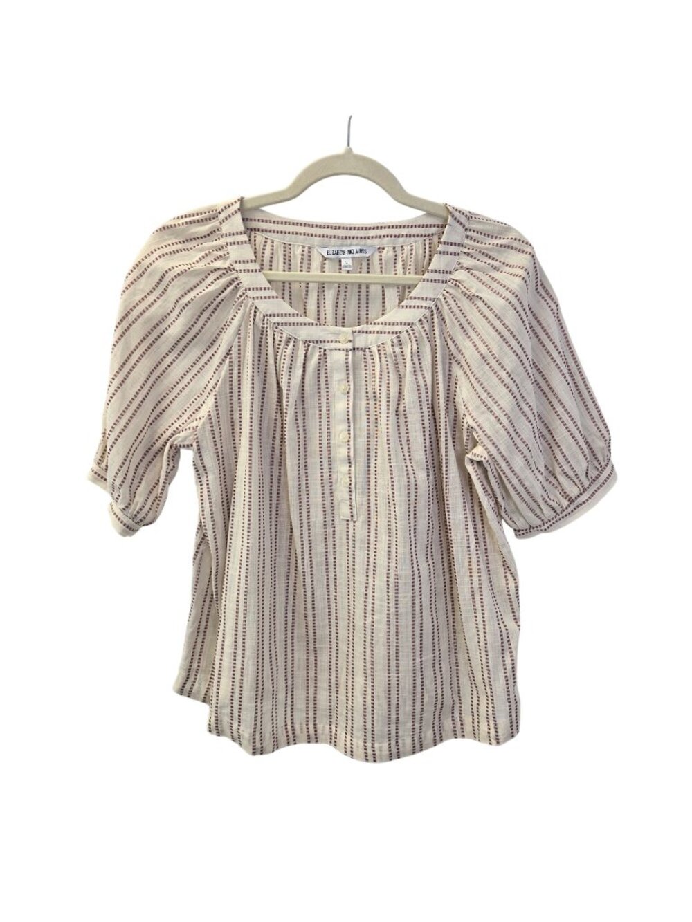 Elizabeth and James Cotton Striped Henley Blouse Size L